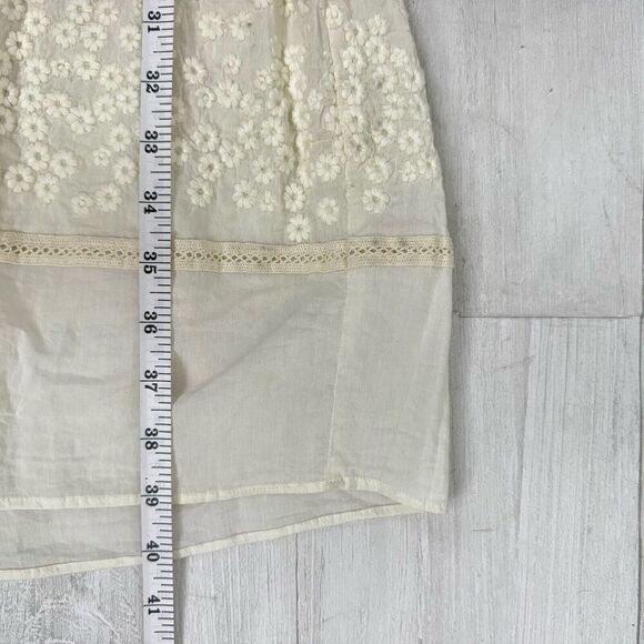 Anthropologie Pepin Tiered Swing Dress Size 2 Cream Embroidered Sleeveless Beach - Picture 12 of 13